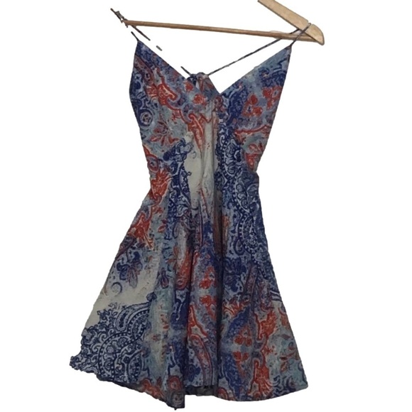 STEETWEAR society summer mini dress open back ajustable multicolored lightweight - Picture 1 of 13